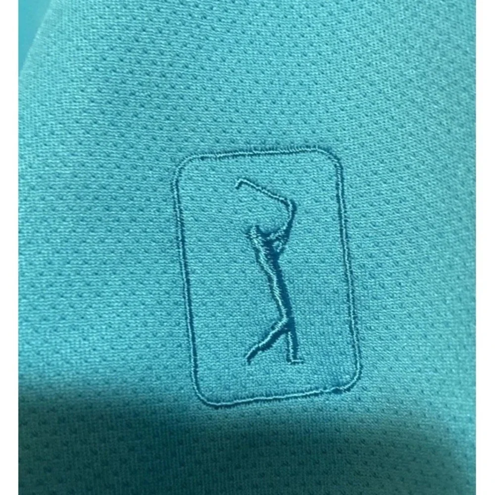 PGA Tour Airflux Men's Golf Polo Blue‎ Teal Large Short Sleeve